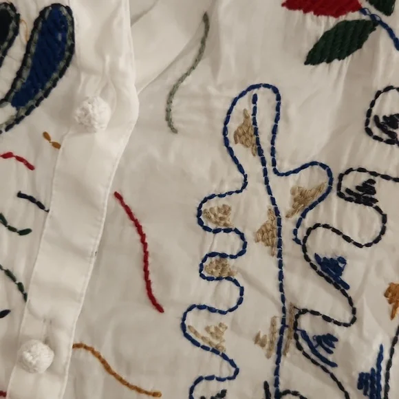 Zara White Oversized Blouse with Cuffed Sleeves - Picture 5 of 6